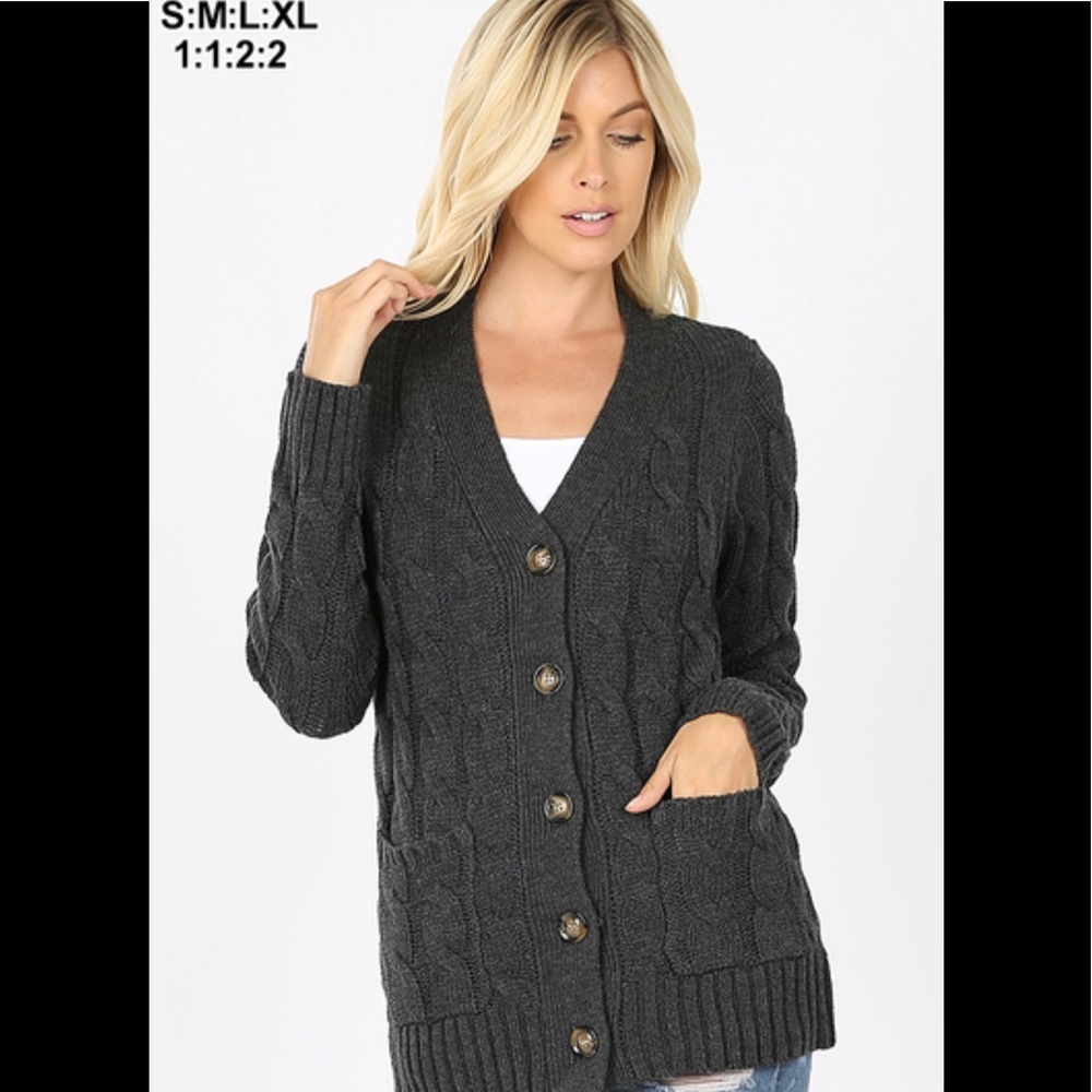 Charcoal knit sweater cardigan